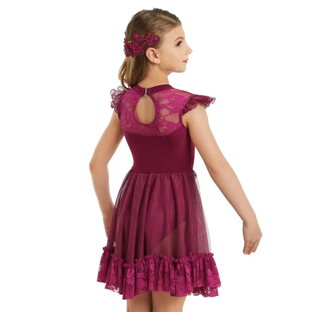 Pre-Owned Dance Costume Weissman 10858 Large Child Plum Dress Lyrical